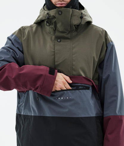 Snowboard Jacket Men Olive Green/Burgundy/Metal Blue/Black