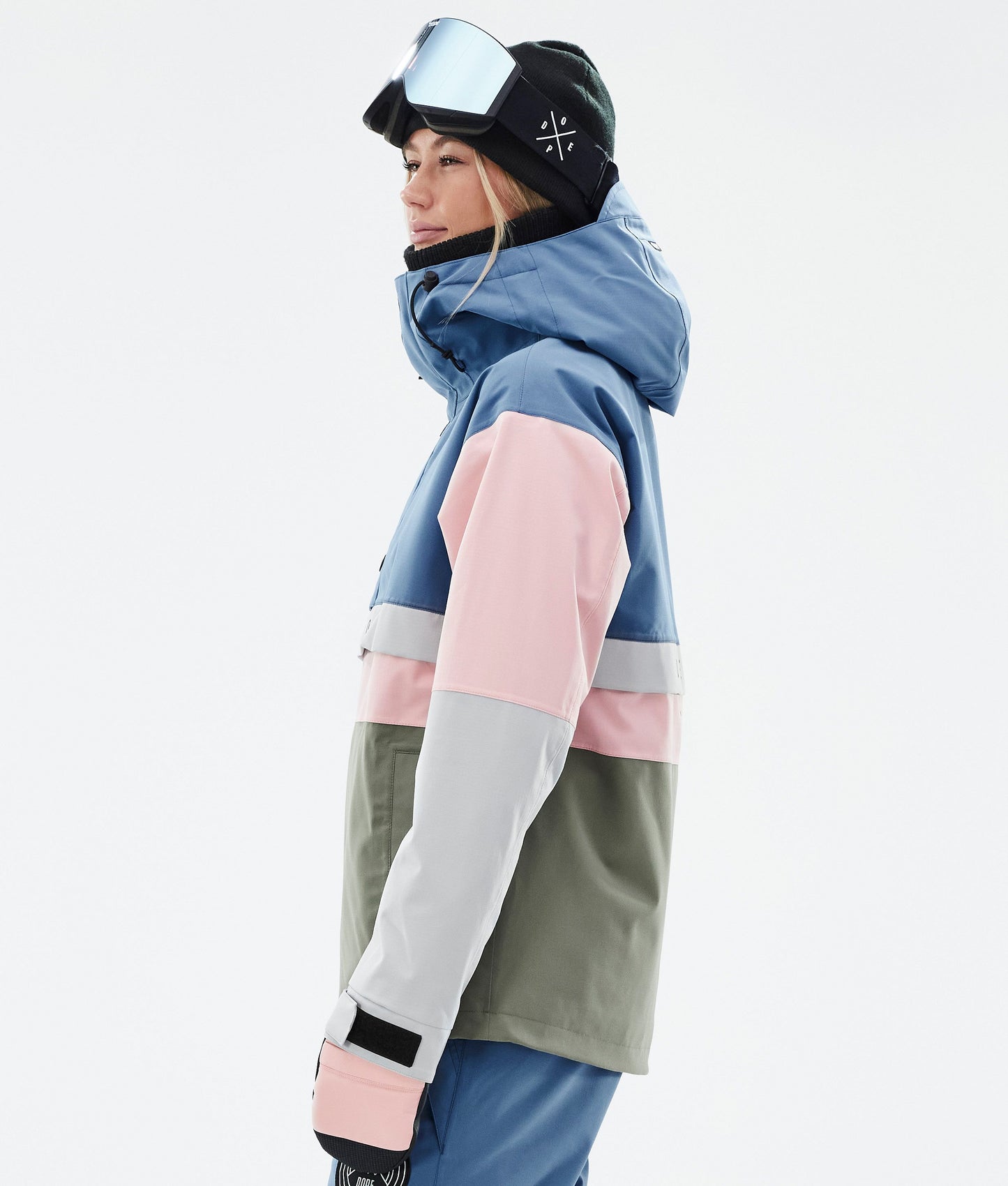 Snowboard Jacket Women Blue Steel/Light Grey/Soft Pink/Greenish