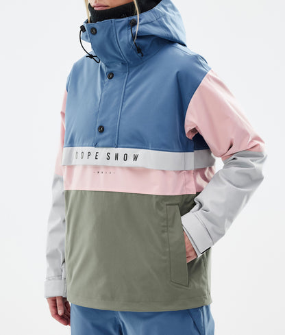 Snowboard Jacket Women Blue Steel/Light Grey/Soft Pink/Greenish