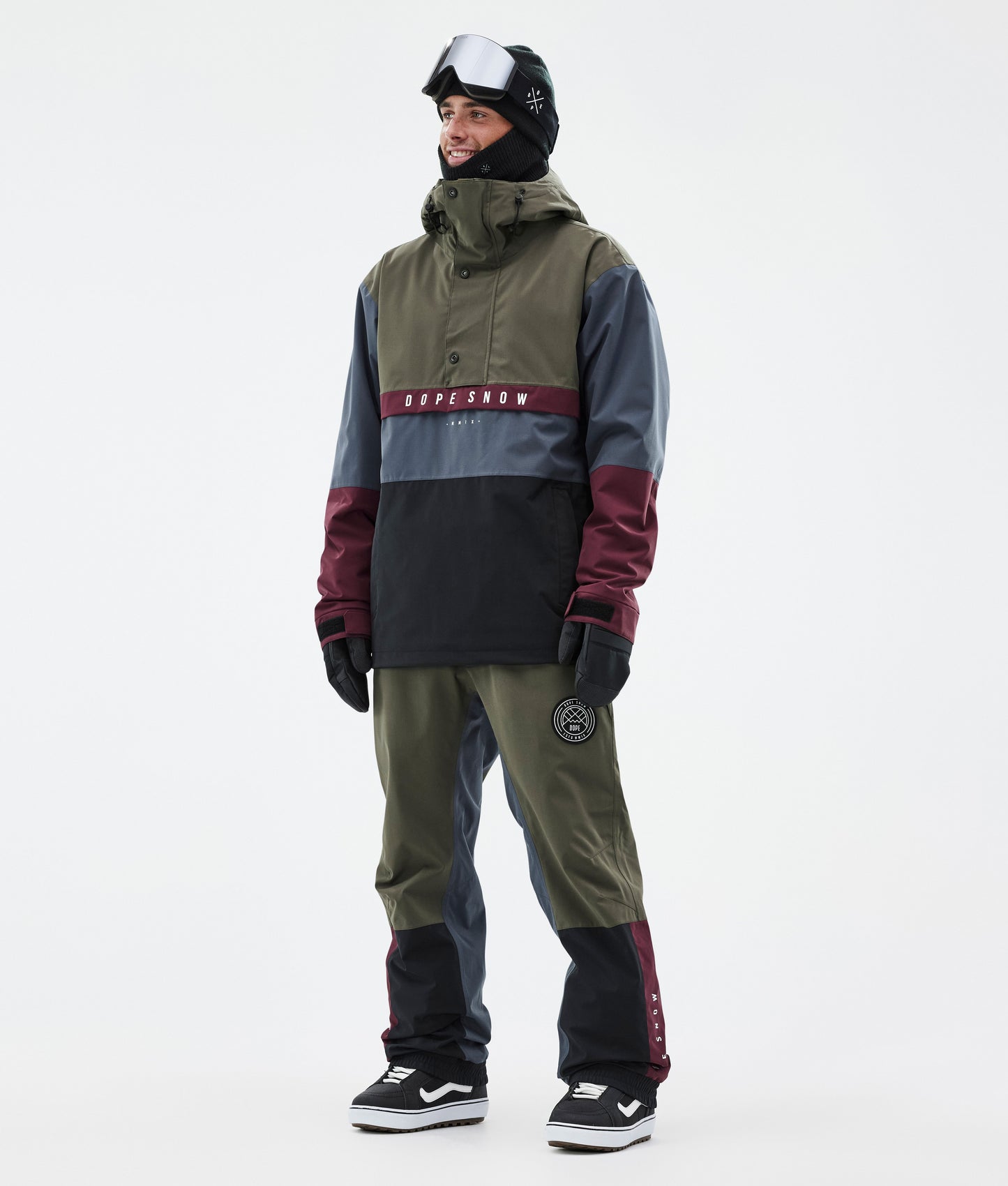 Snowboard Pants Men OIive Green/Burgundy/Metal Blue/Black