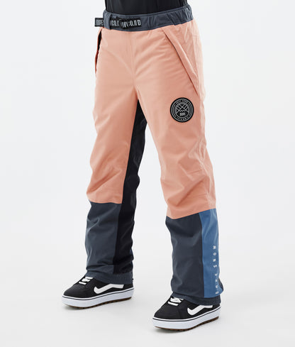 Snowboard Pants Women Blue Steel/Light Grey/Soft Pink/Greenish