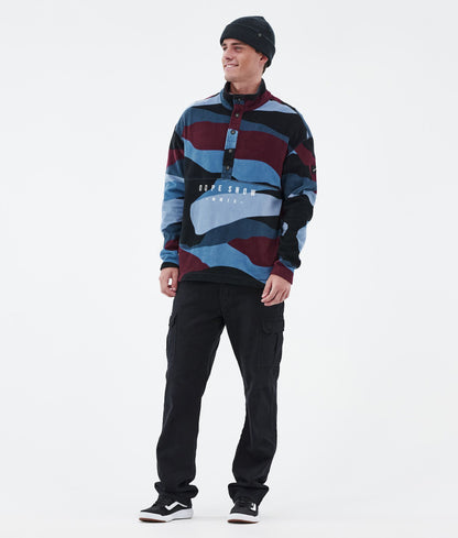 Fleece Sweater Men Shards Burgundy Blue