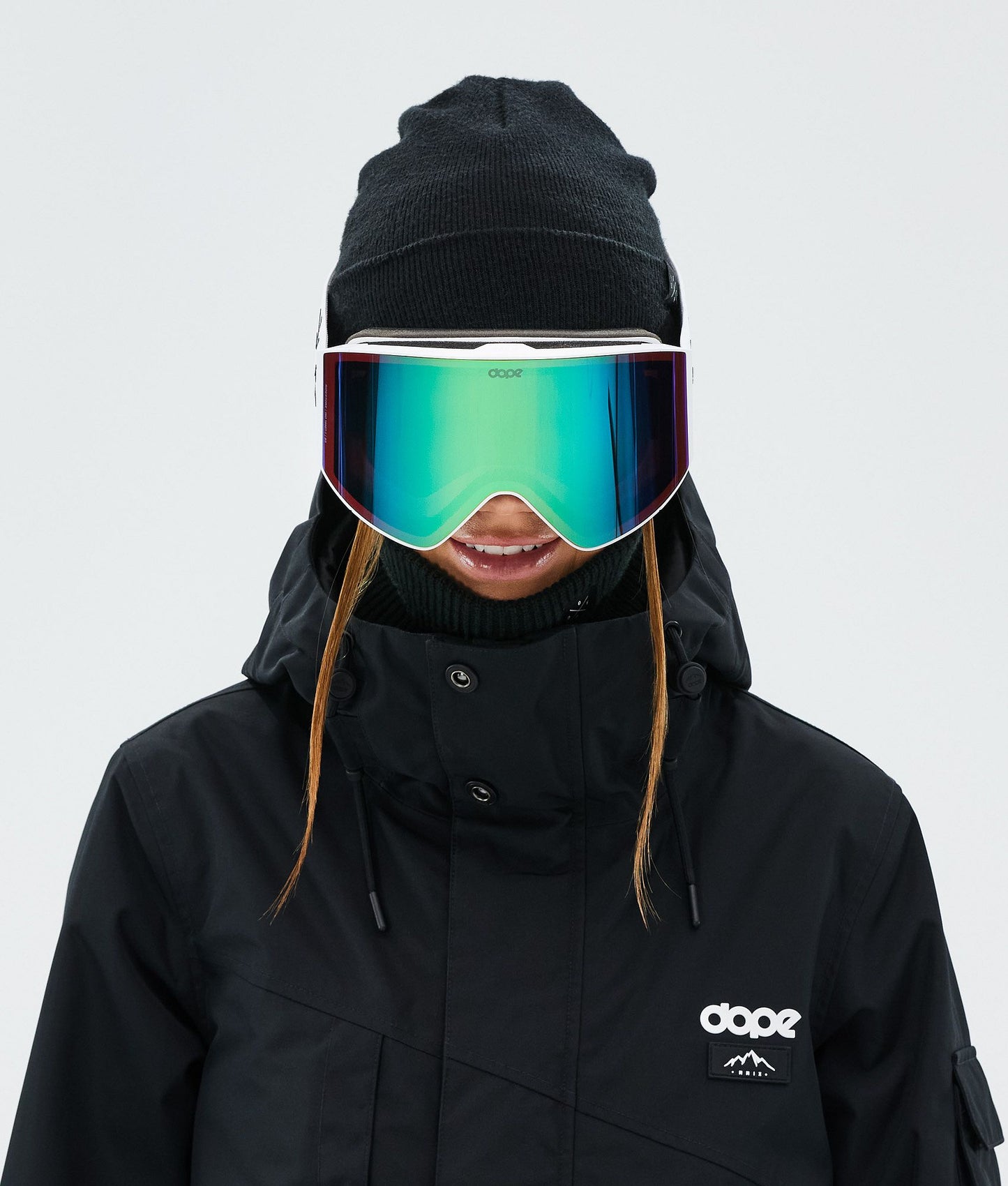 Ski Goggles White/Green Mirror