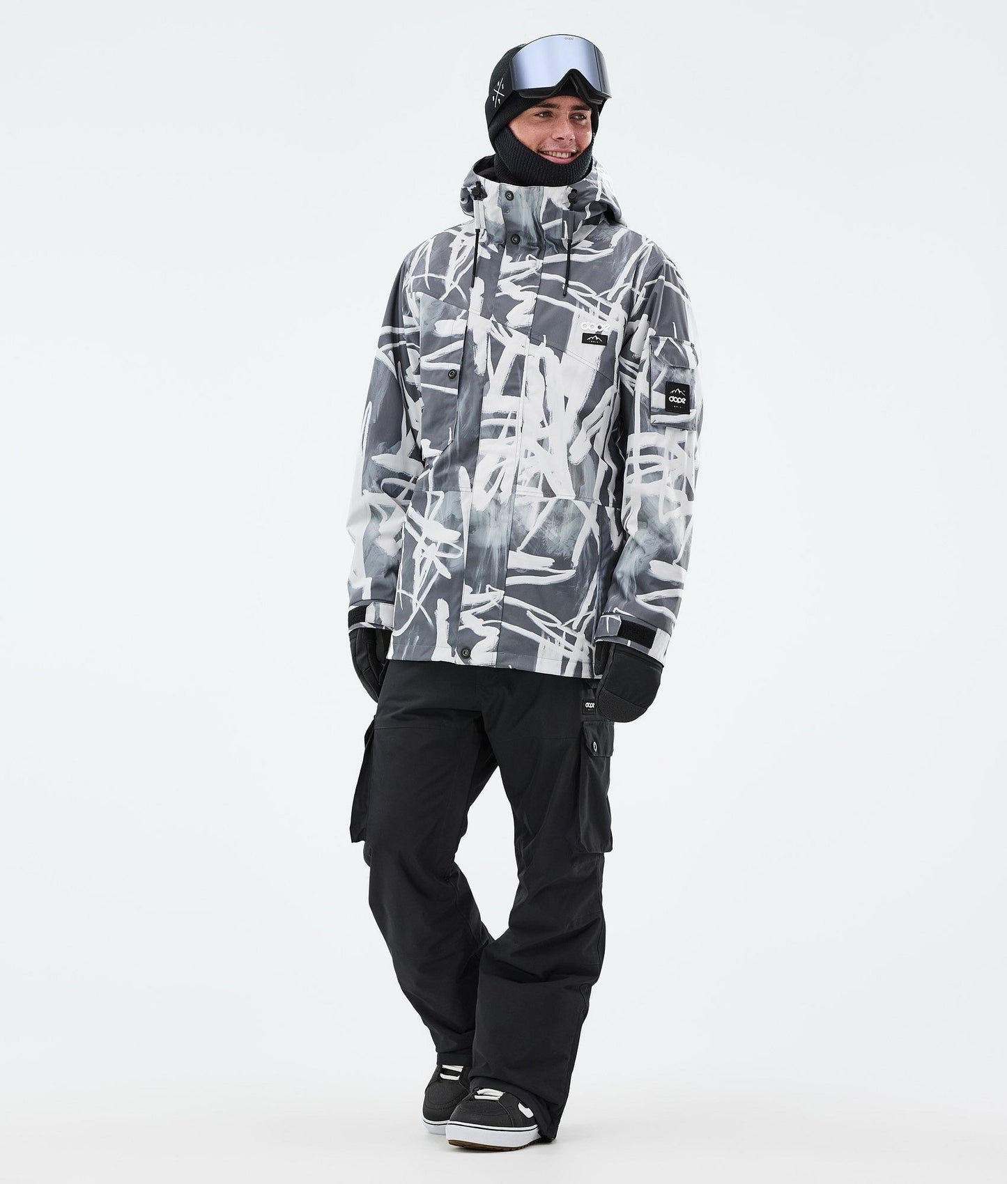 Snowboard Jacket Men Scribble Black