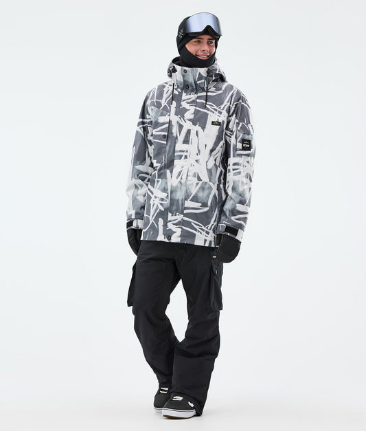 Snowboard Jacket Men Scribble Black
