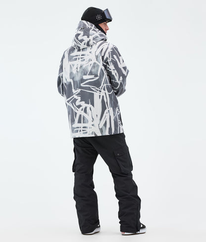 Snowboard Jacket Men Scribble Black
