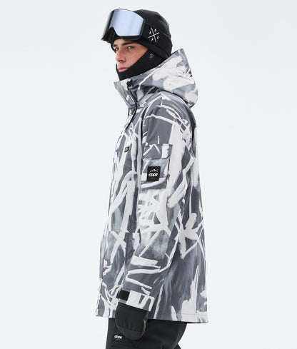 Snowboard Jacket Men Scribble Black