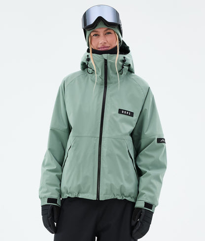 Snowboard Jacket Women Sport Black/Soft Pink/Bottle Green