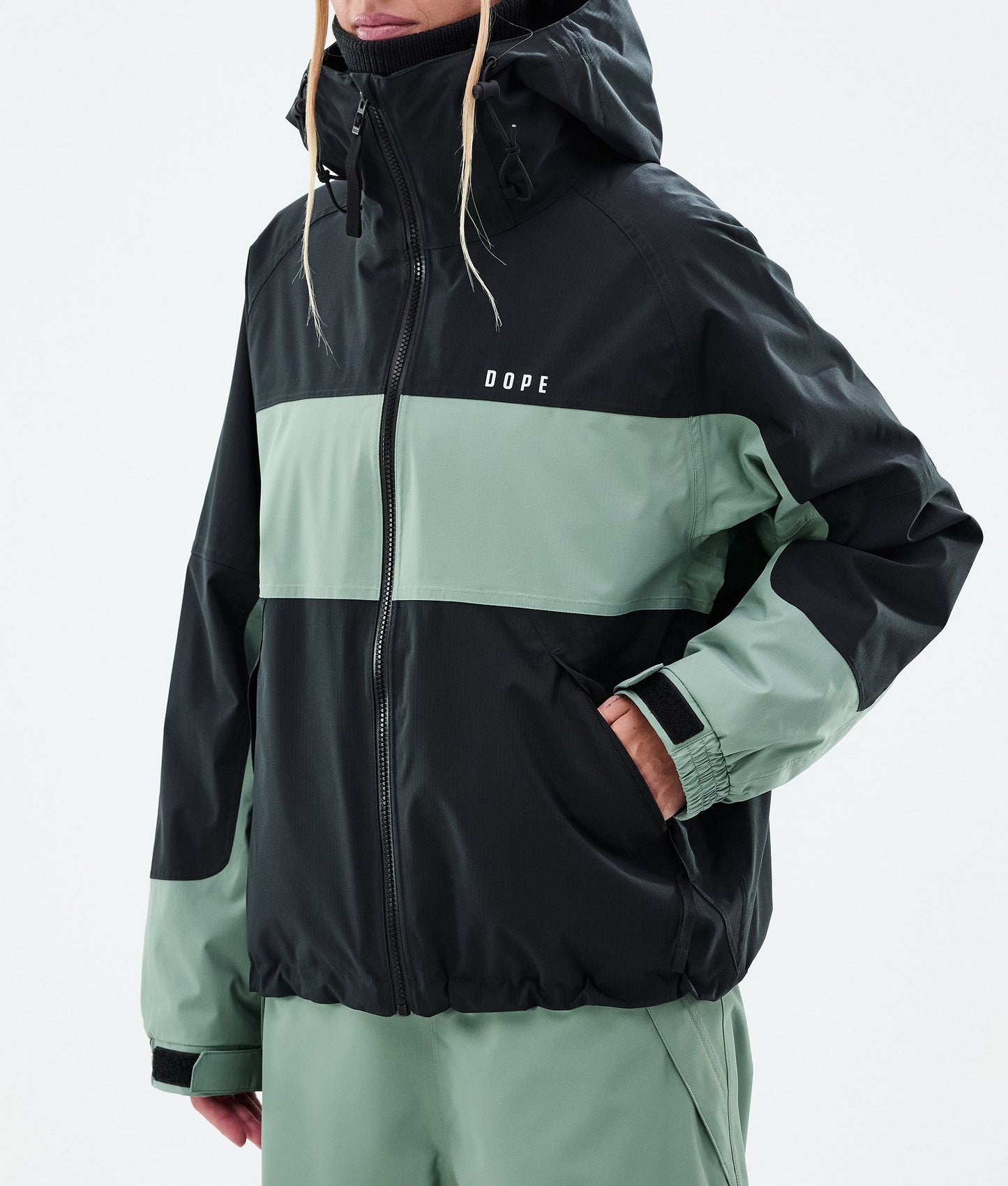 Snowboard Jacket Women Stripe Black/Faded Green