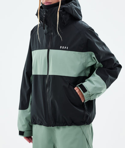 Snowboard Jacket Women Stripe Black/Faded Green