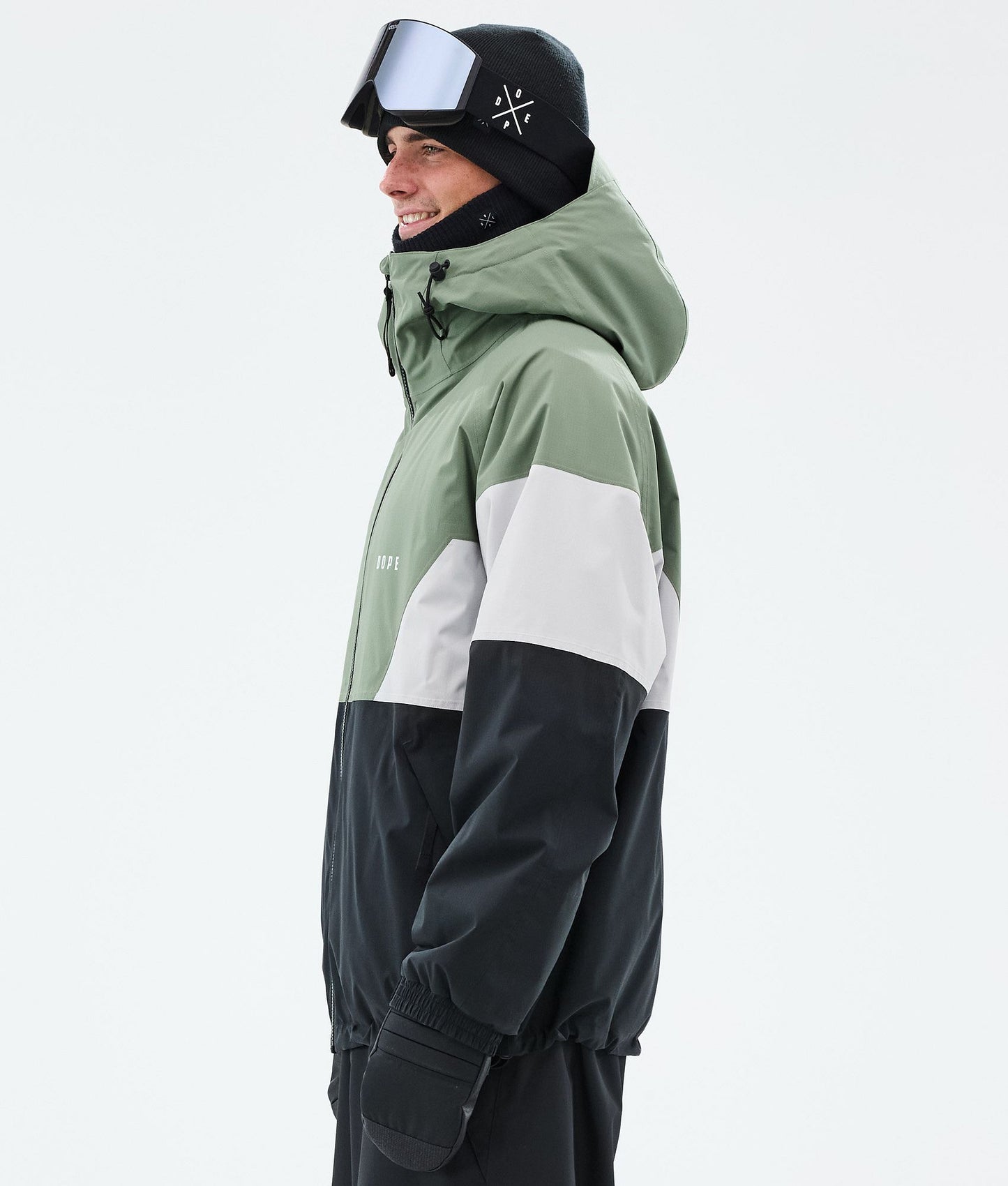 Snowboard Jacket Men Sport Moss Green/Light Grey/Black