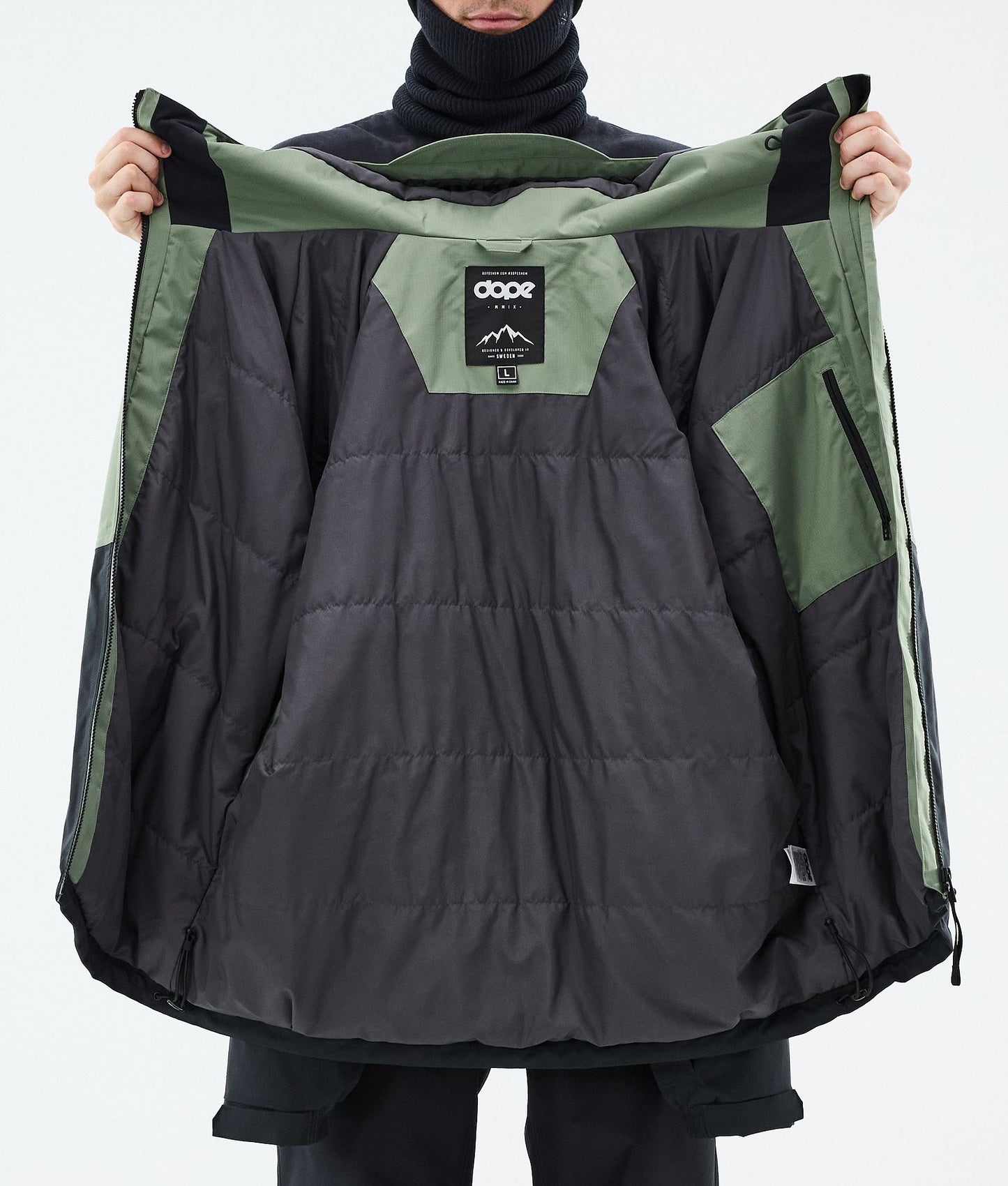 Snowboard Jacket Men Sport Moss Green/Light Grey/Black