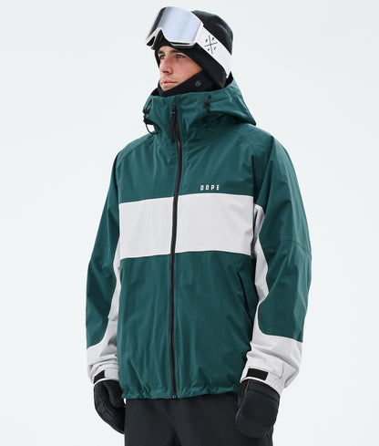 Snowboard Jacket Men Stripe Bottle Green/Light Grey