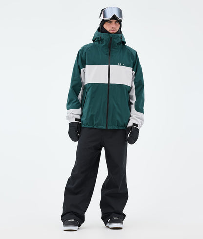 Snowboard Jacket Men Stripe Bottle Green/Light Grey