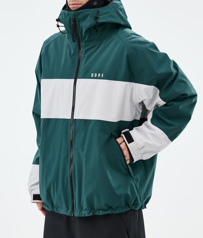 Snowboard Jacket Men Stripe Bottle Green/Light Grey