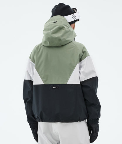 Snowboard Jacket Women Sport Moss Green/Light Grey/Black