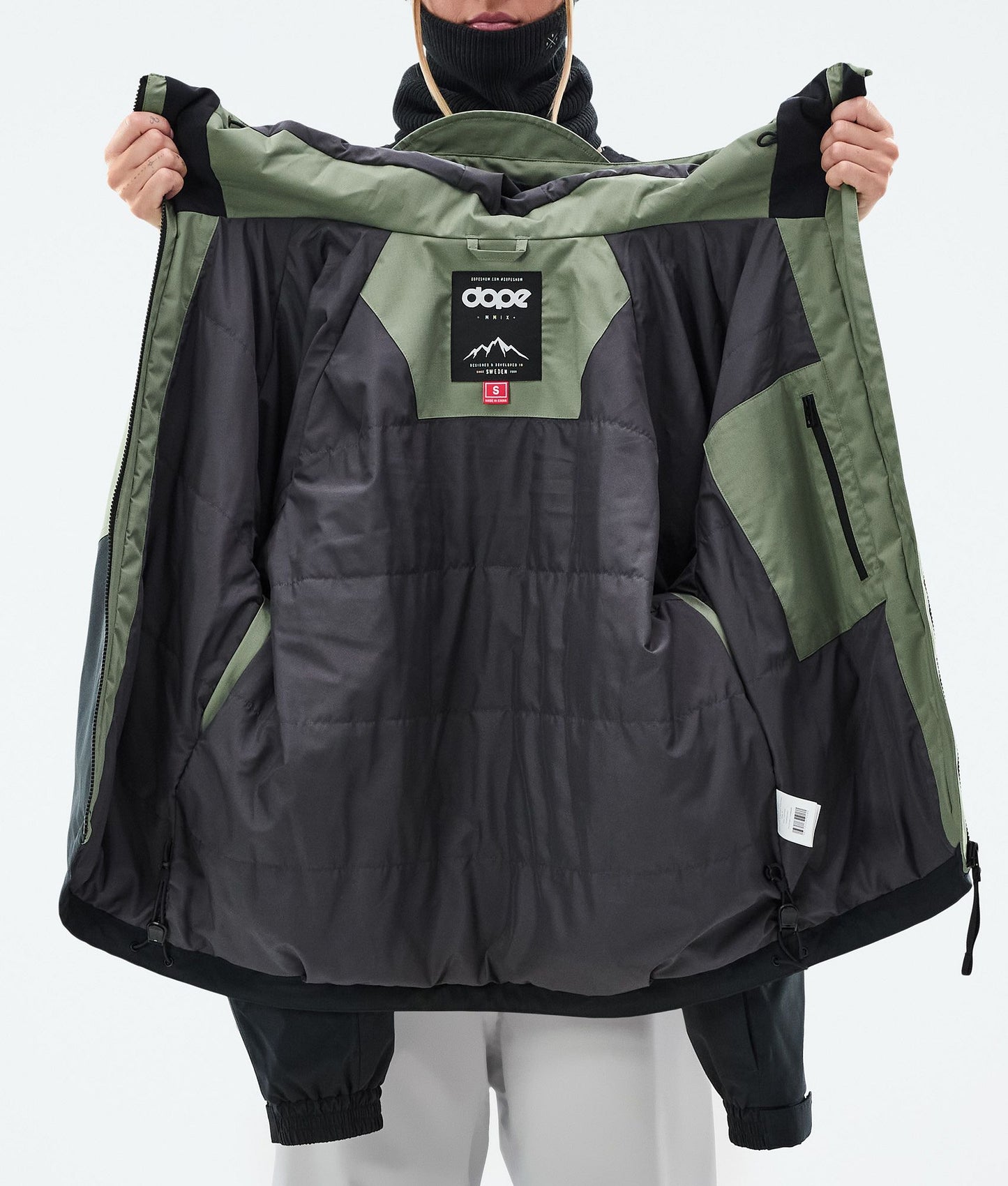 Snowboard Jacket Women Sport Moss Green/Light Grey/Black